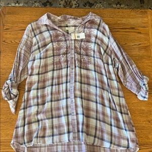 Vintage America high low button up with design